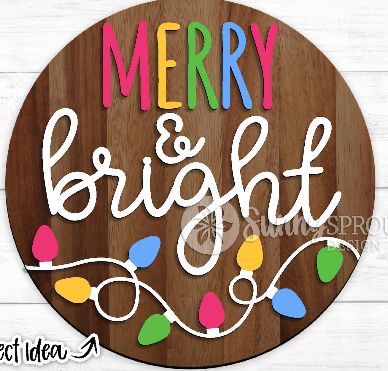 Merry & Bright Door Hanger with Lights