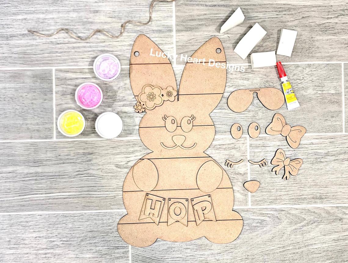 HOP: Easter Bunny Shiplap Bunny Door Hanger