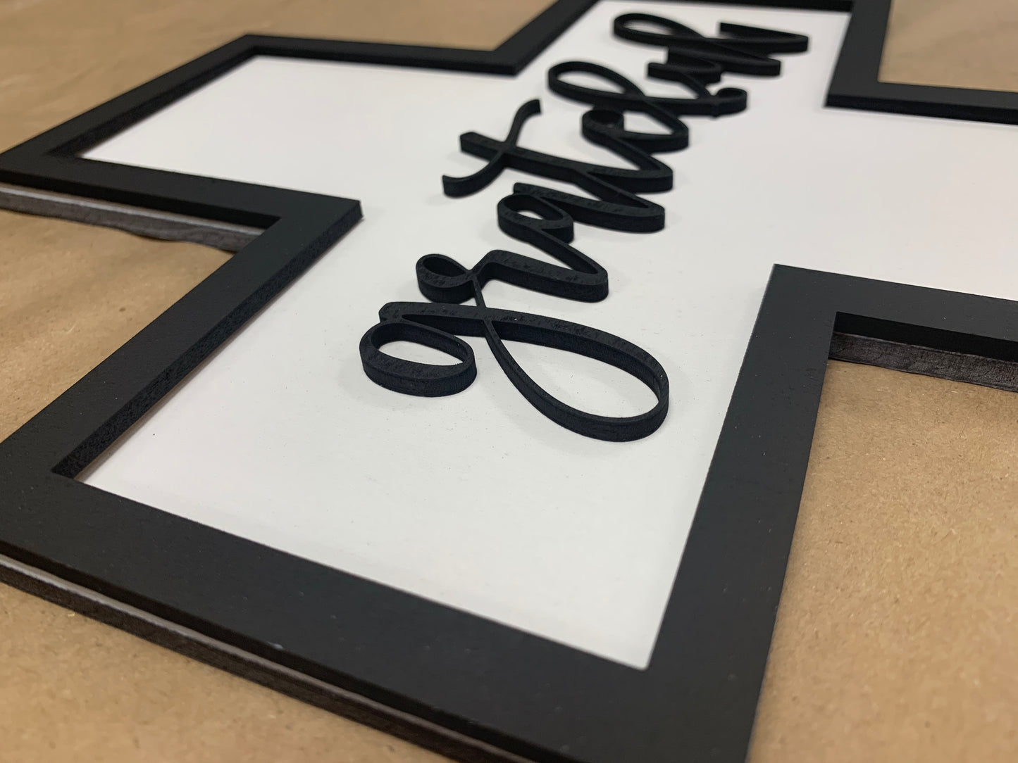 Simple Cross: Thankful Grateful Blessed options SVG File Laser Glowforge Ready