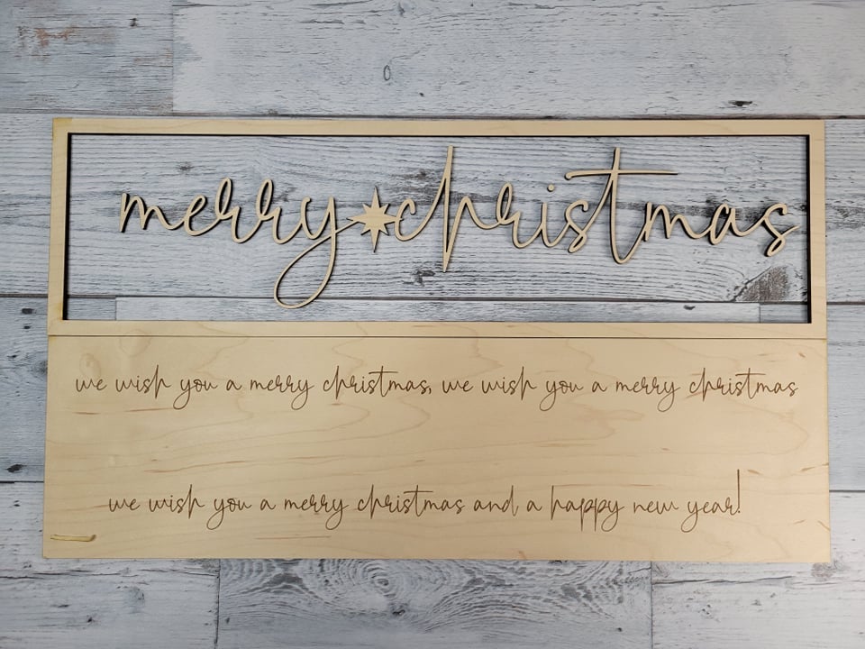 Layered Christmas Sign: We Wish You a Merry Christmas SVG Laser Ready File