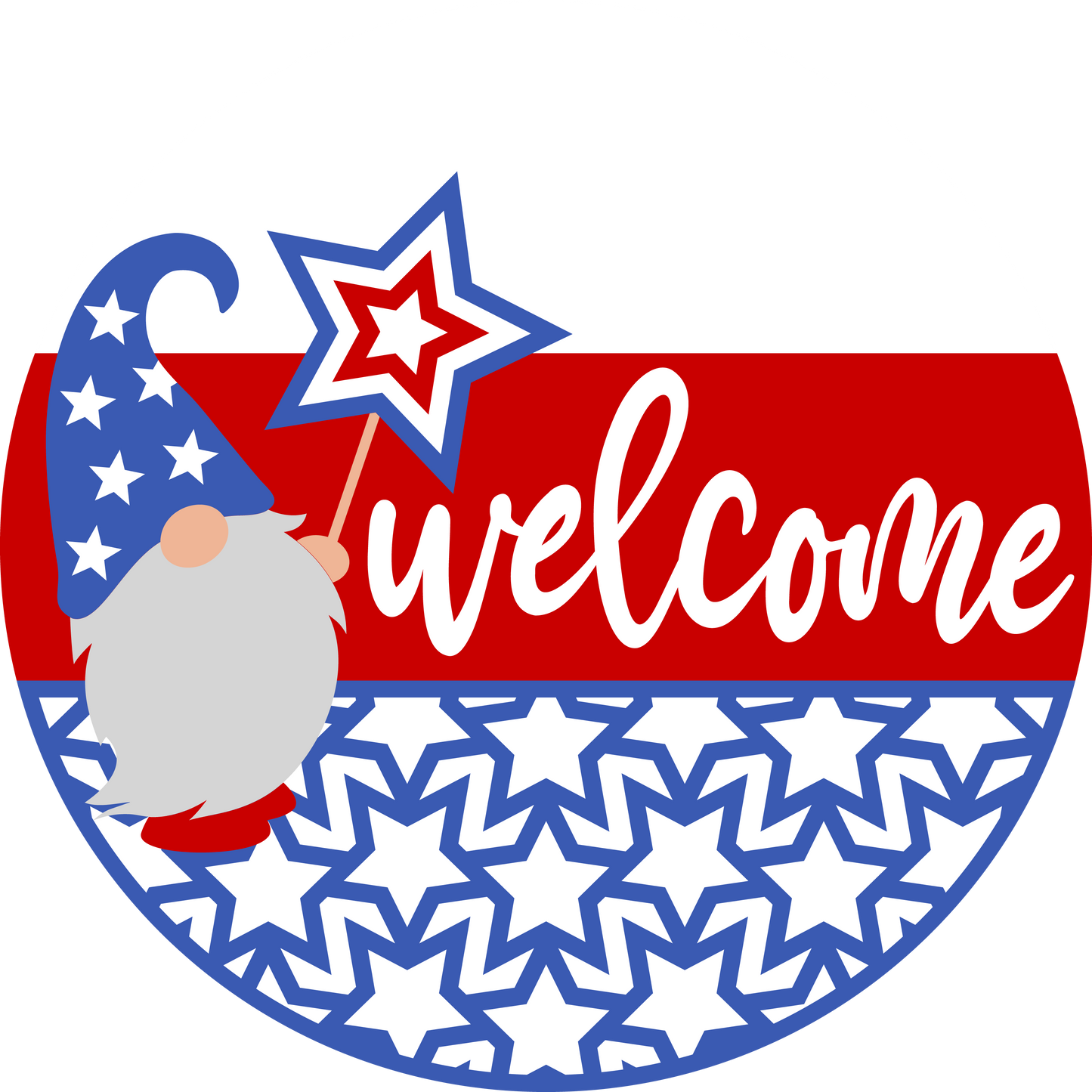 Gnome Welcome Patriotic Door Hanger
