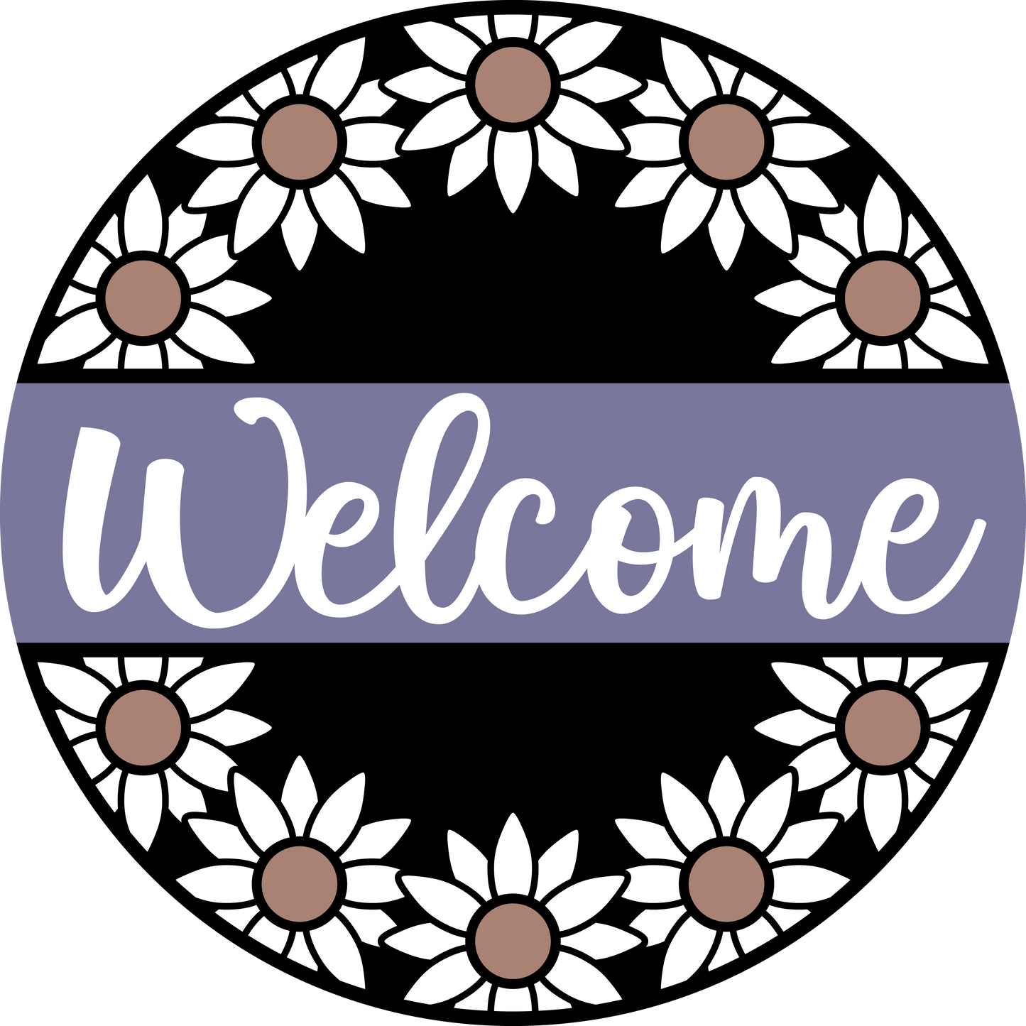 Welcome Sunflower Round Door Hanger