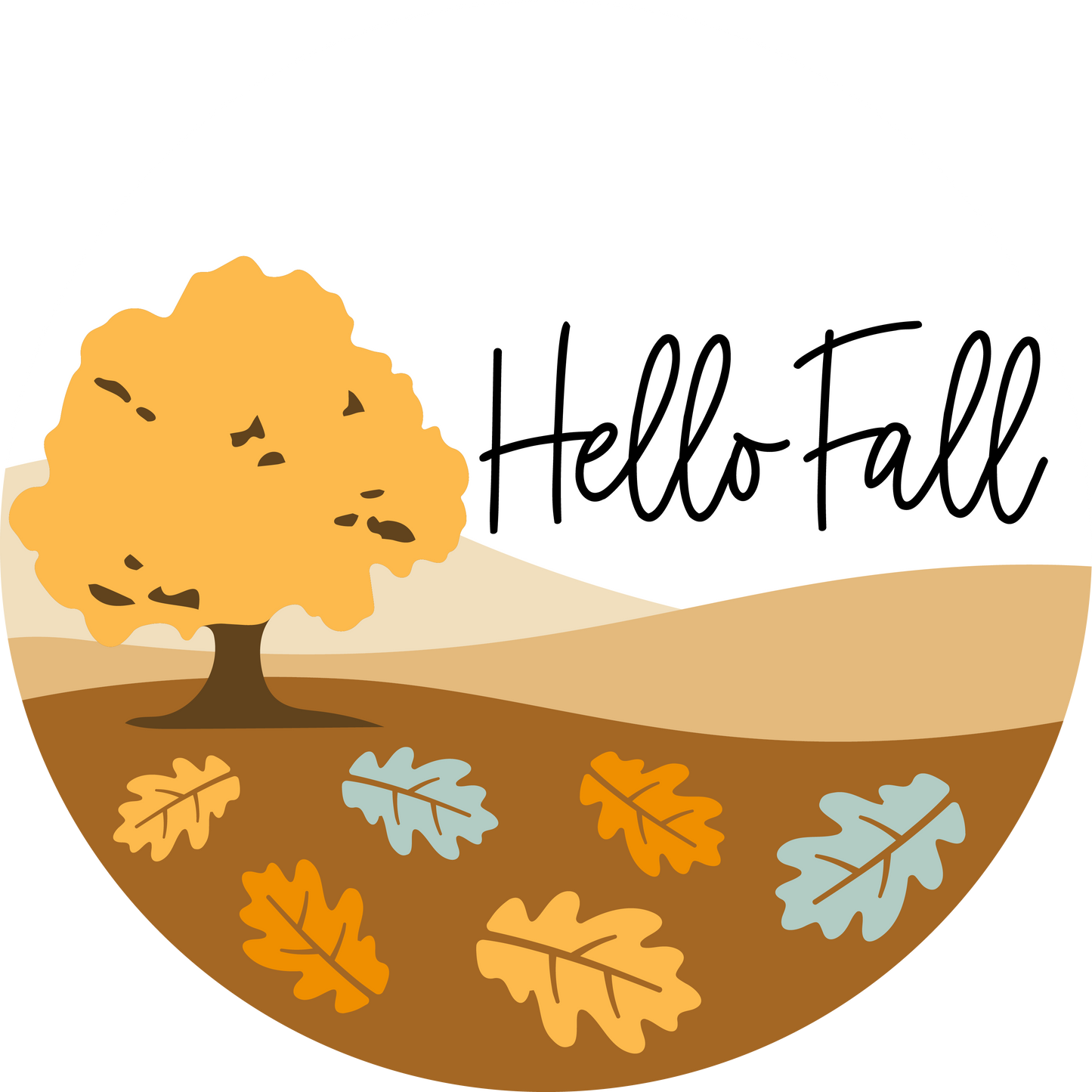 Hello Fall Trees Leaves Door Hanger