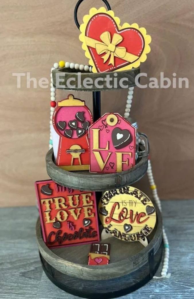 Chocolate LOVE Valentine Tiered Tray Set