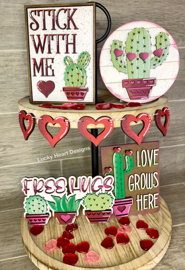 Cactus Love Valentine Tiered Tray Set