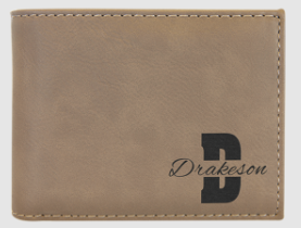 Custom Engraved Leather Wallet with ID Flap