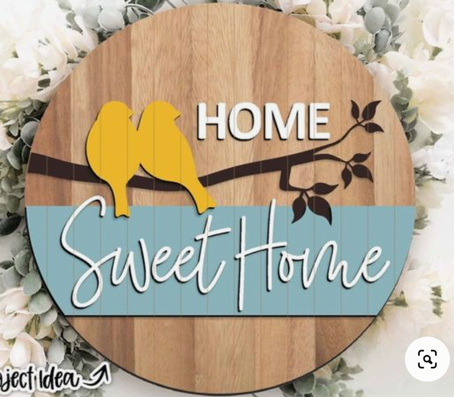 Home Sweet Home w/ Bird Accents Door Hanger