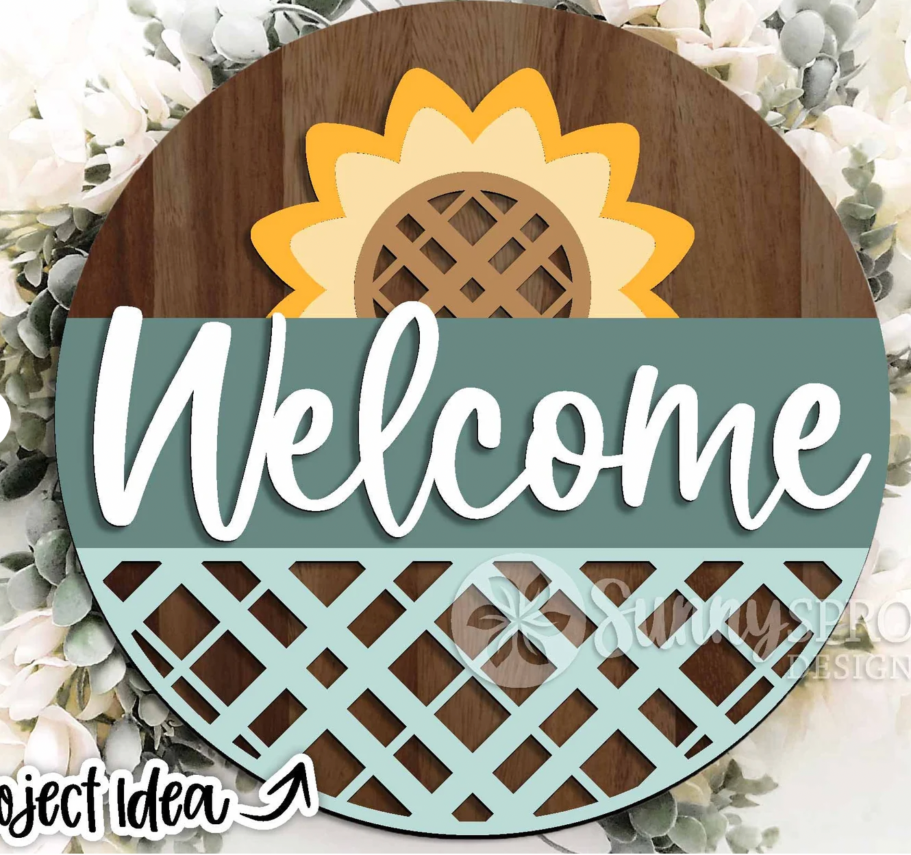 Welcome Sunflower Plaid Door Hanger