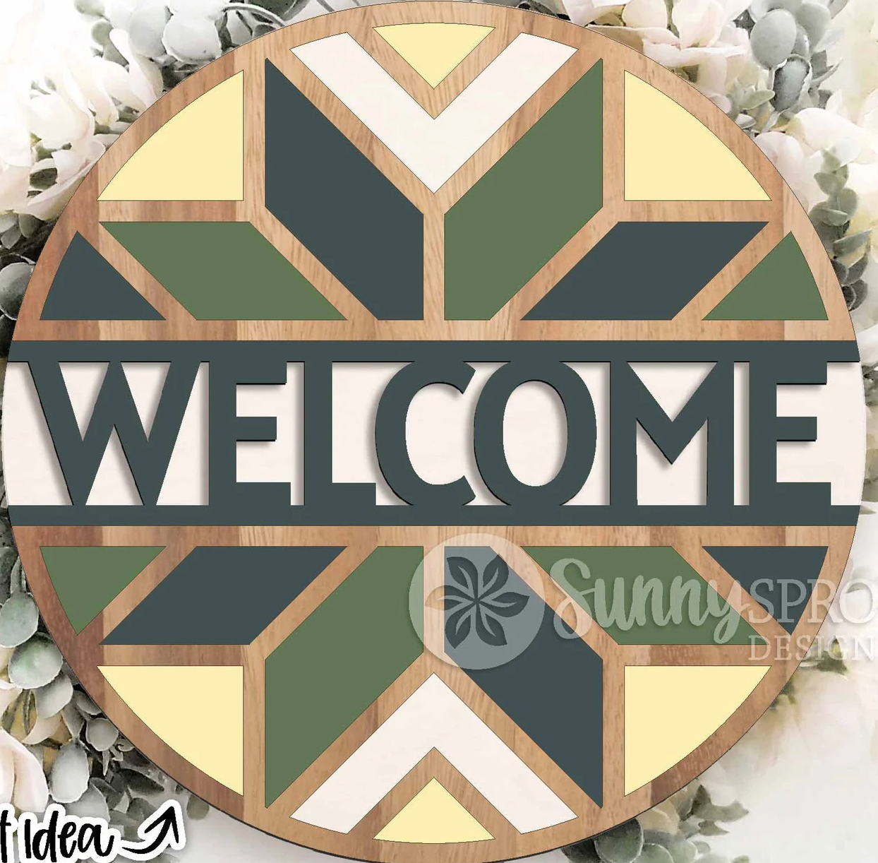 Welcome Barn Quilt Style Door Hanger