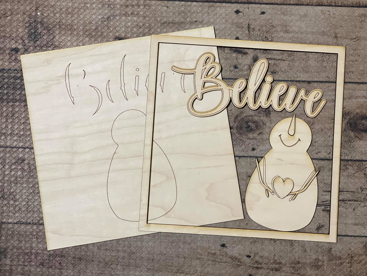 Believe Snowman Laser Cut SVG File Holiday Christmas Winter Fun Home Decor