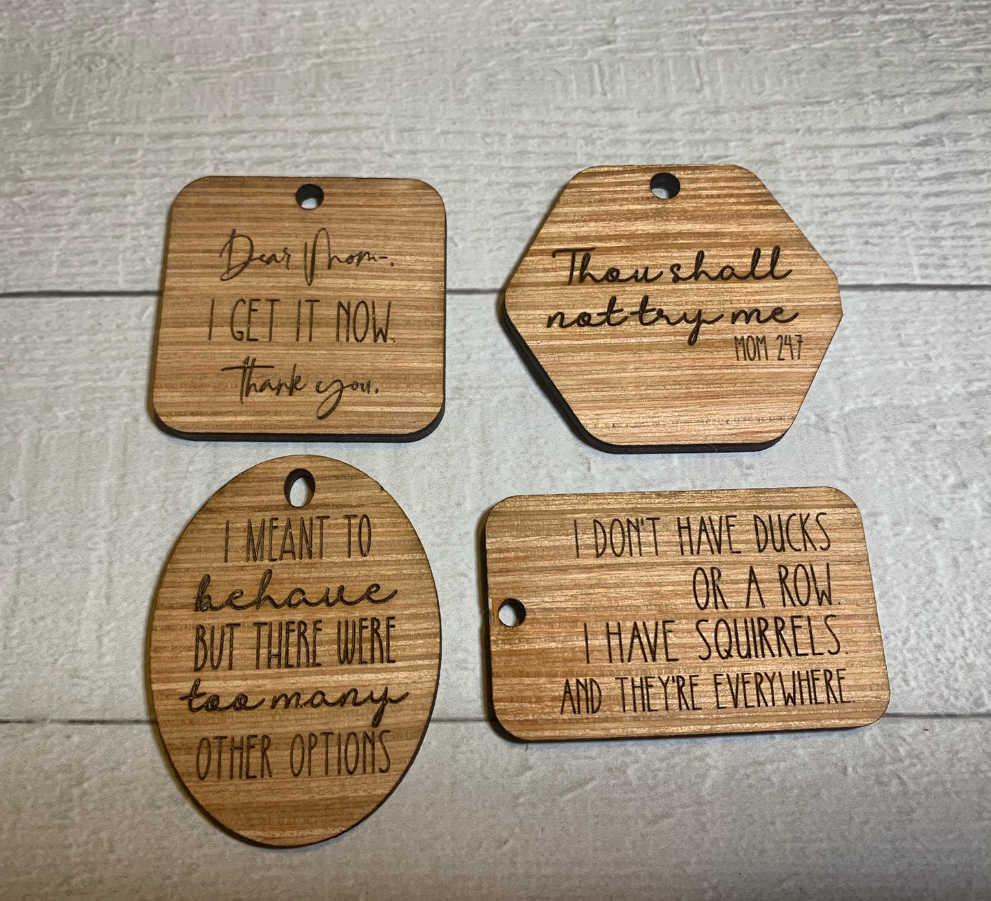 Mom/Funny Keychain set of 4 File SVG Laser Ready GLOWFORGE