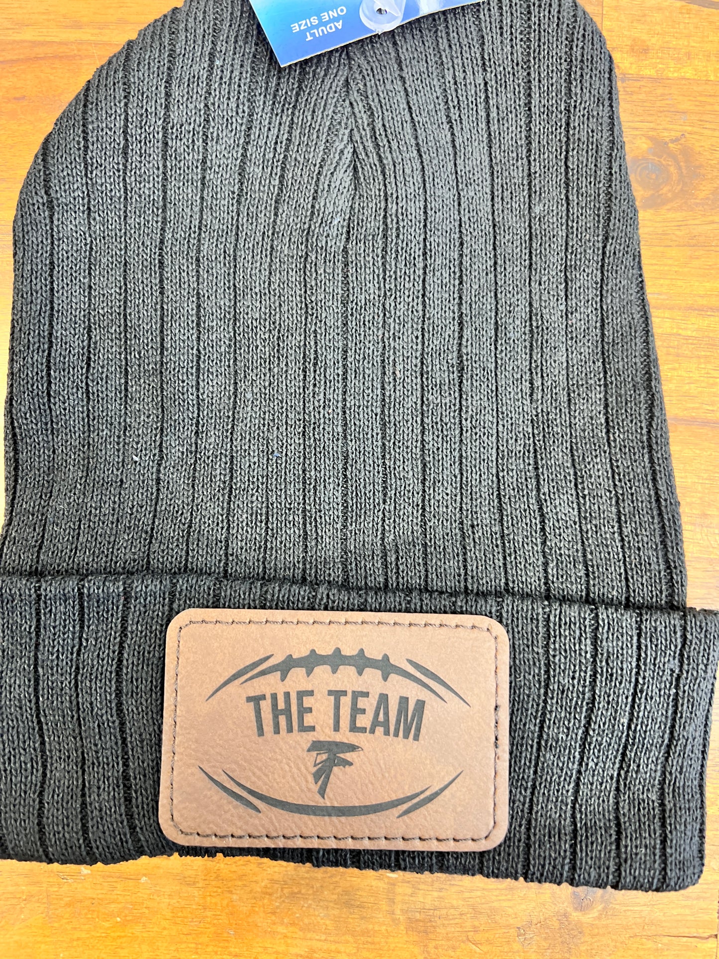 Knit Hat with Custom Leather Patch