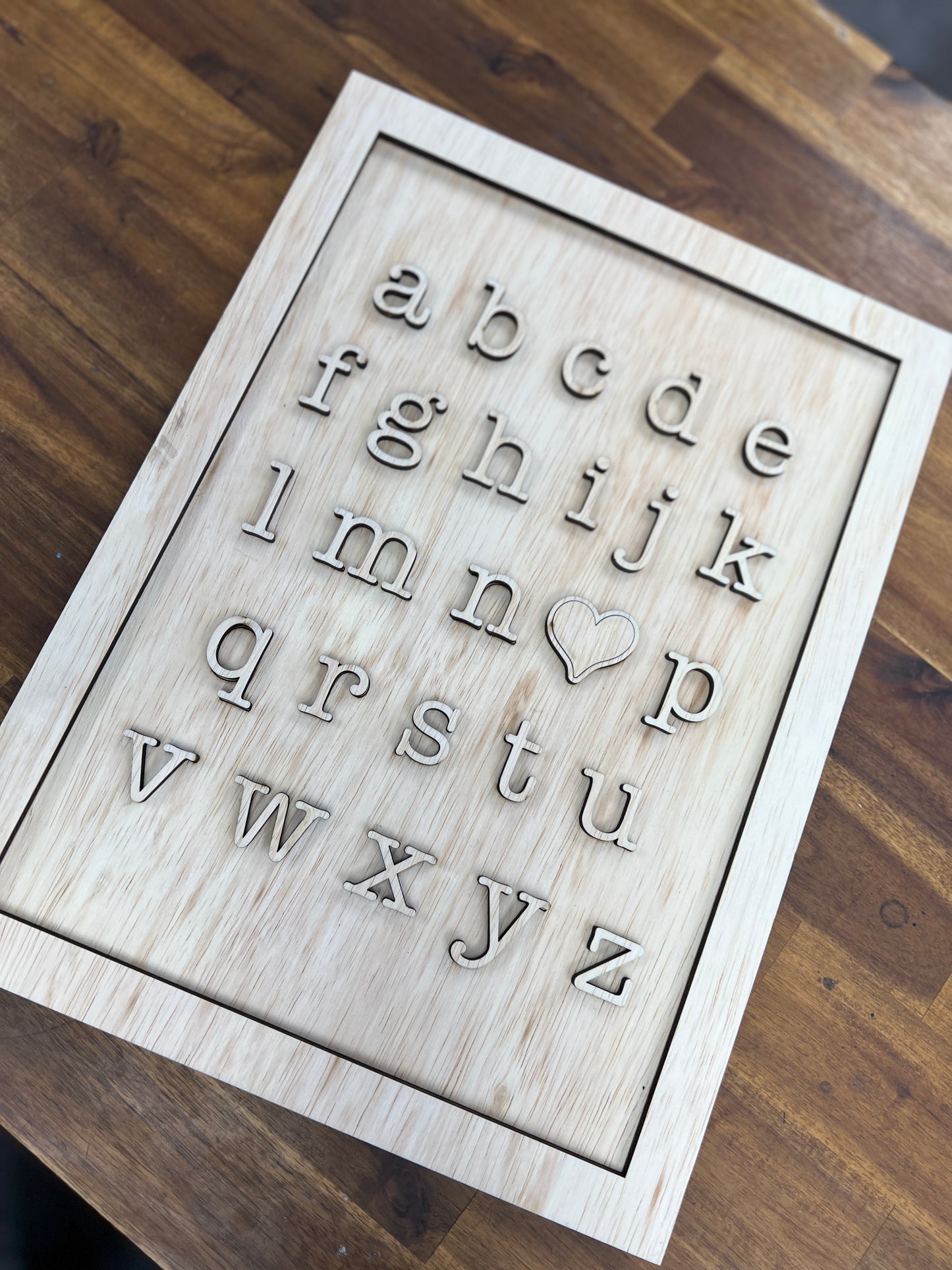 Alphabet i <3 u Sign (I love you!) Framed Laser Cut Rectangle Sign