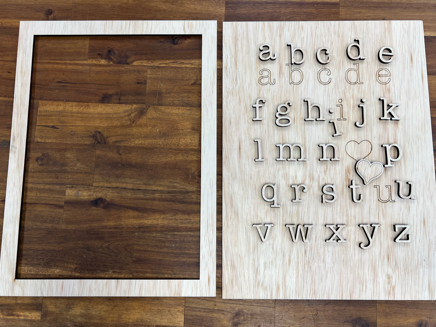 Alphabet i <3 u Sign (I love you!) Framed Laser Cut Rectangle Sign