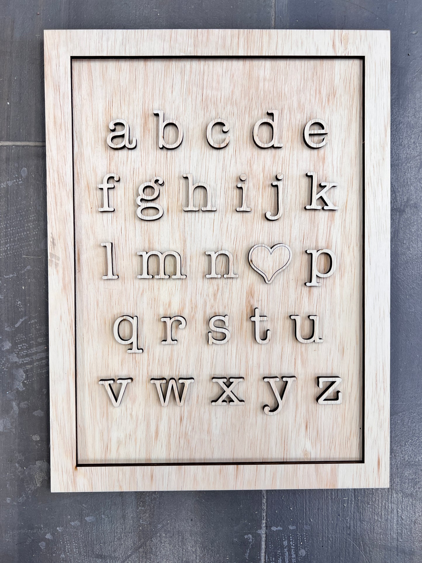 Alphabet i <3 u Sign (I love you!) Framed Laser Cut Rectangle Sign