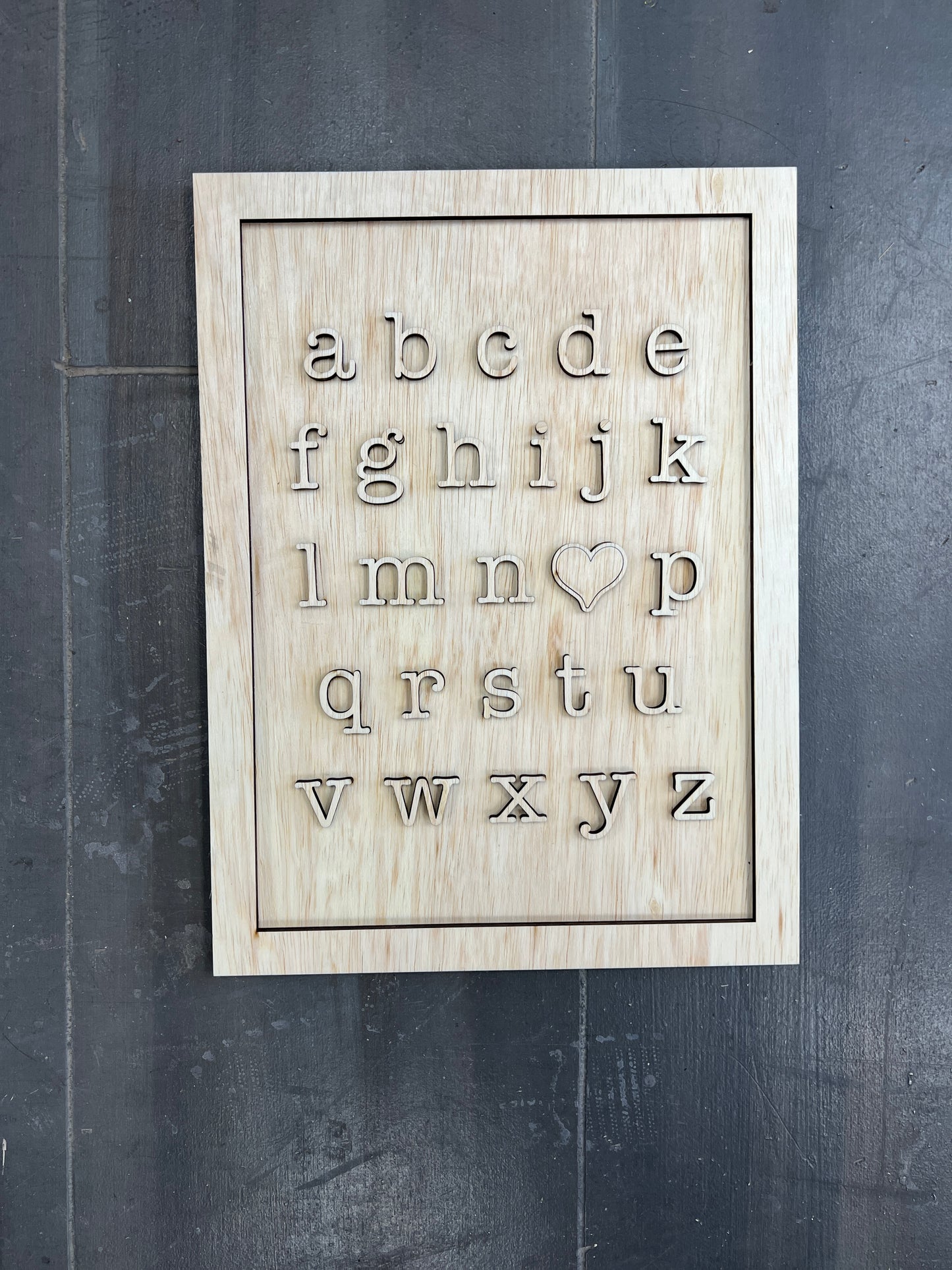 Alphabet i <3 u Sign (I love you!) Framed Laser Cut Rectangle Sign