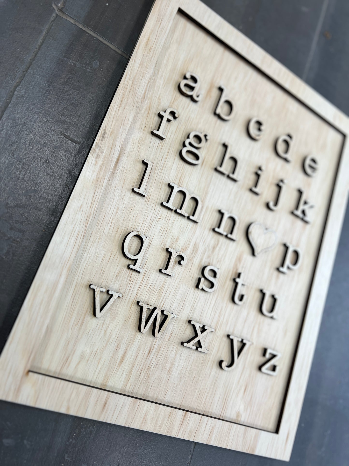 Alphabet i <3 u Sign (I love you!) Framed Laser Cut Rectangle Sign