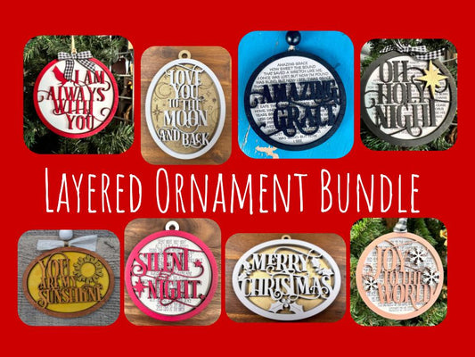 Layered Ornament Holiday Christmas Bundle SVG Laser Ready Glowforge