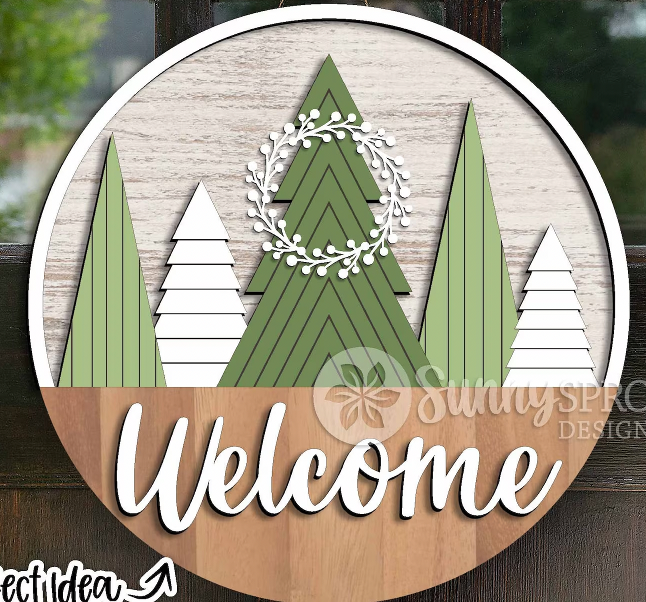 Holiday Welcome Quilt Like Trees with Wreath