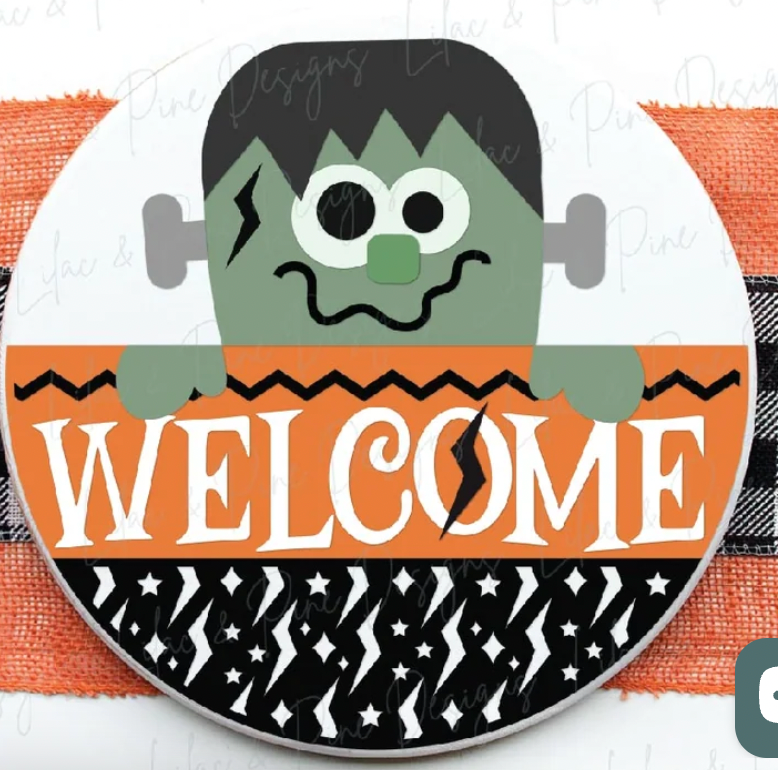 Halloween Welcome Frankie Door Hanger
