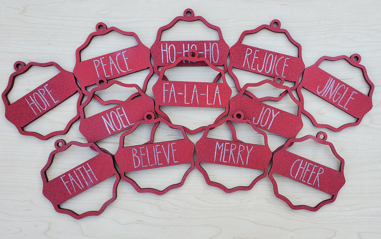 Set of 12 Farmhouse Christmas Ornament SVG Laser Ready Files