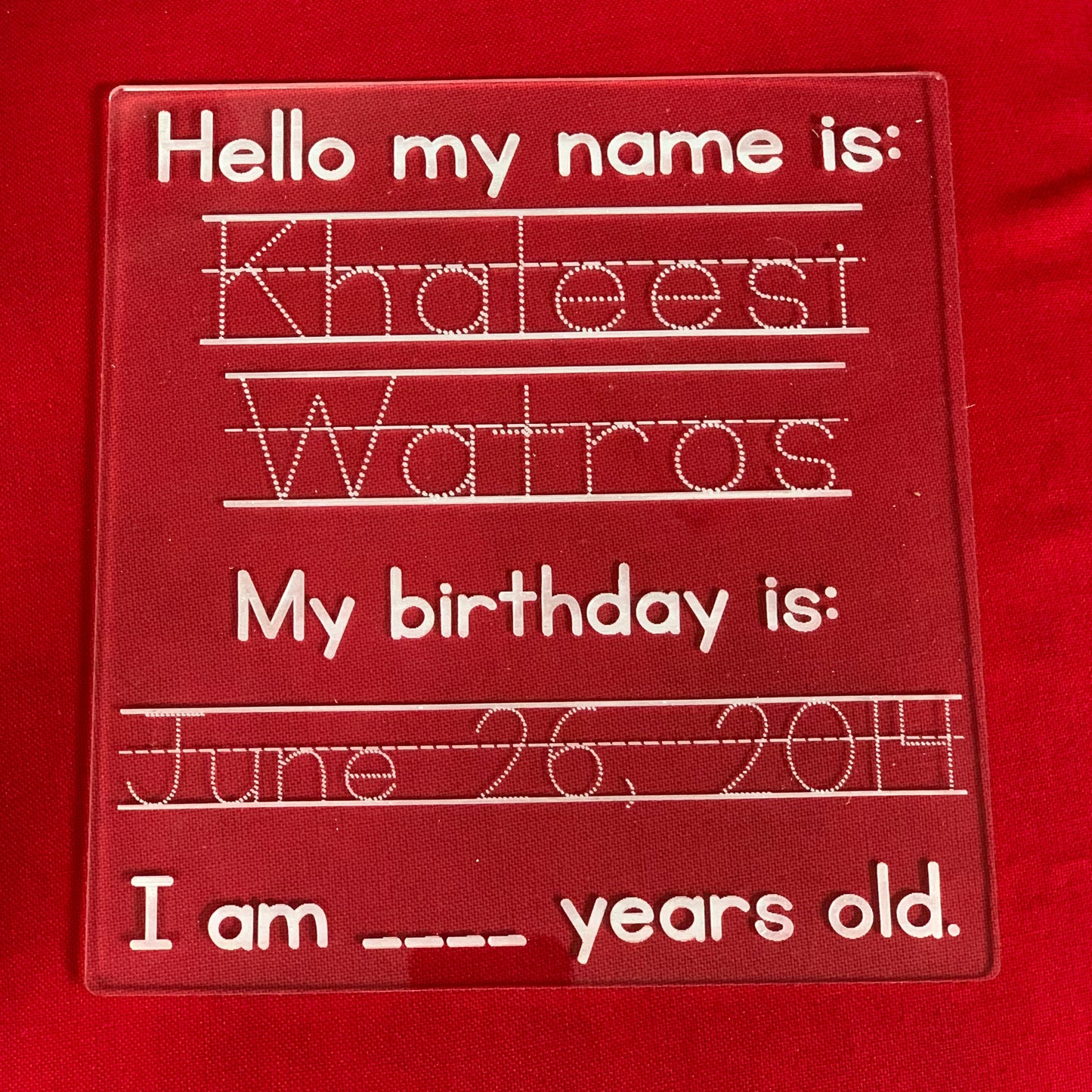 Personalized Tracing Board