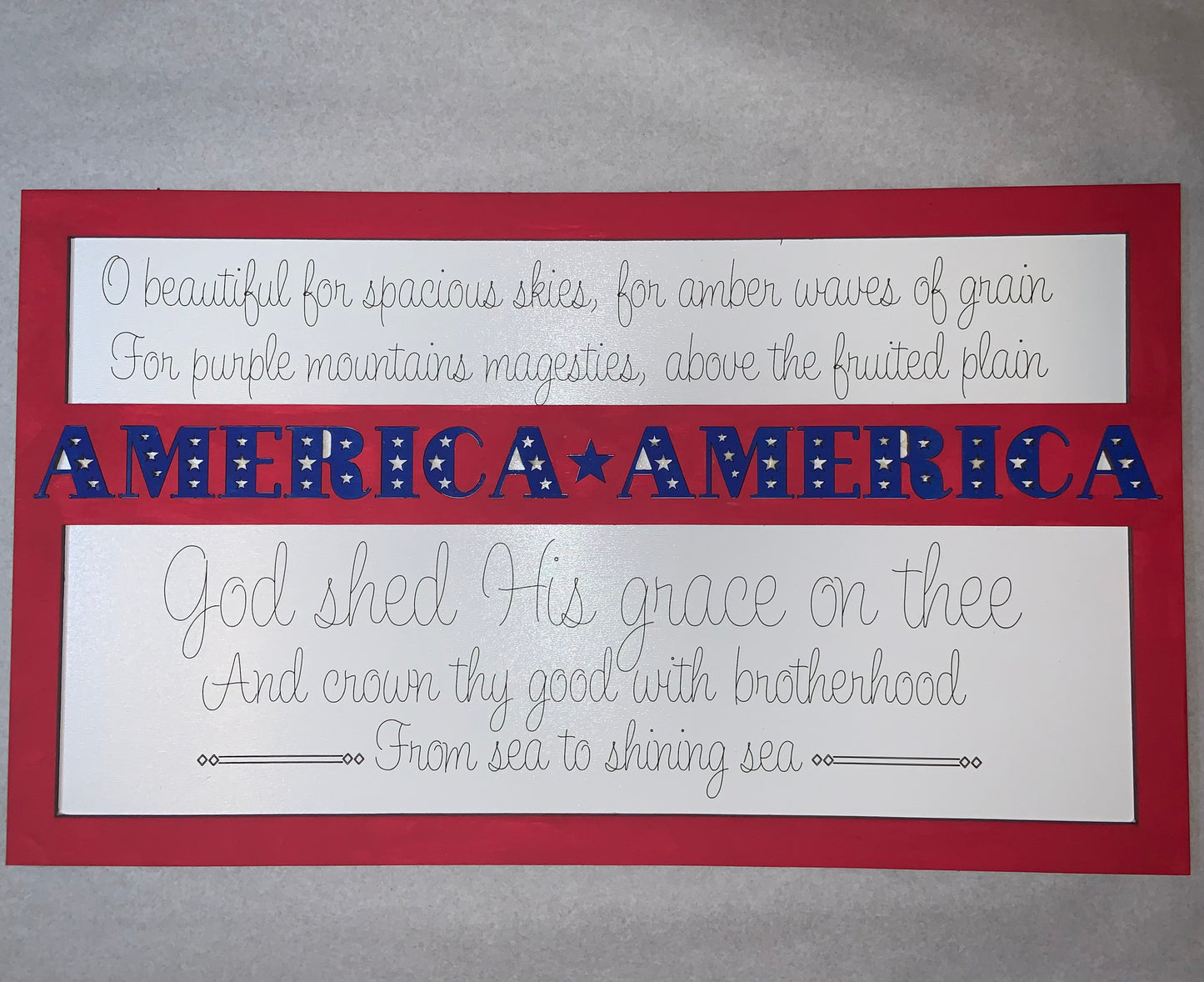 America the Beautiful Layered Sign SVG Laser File Glowforge Ready Two versions