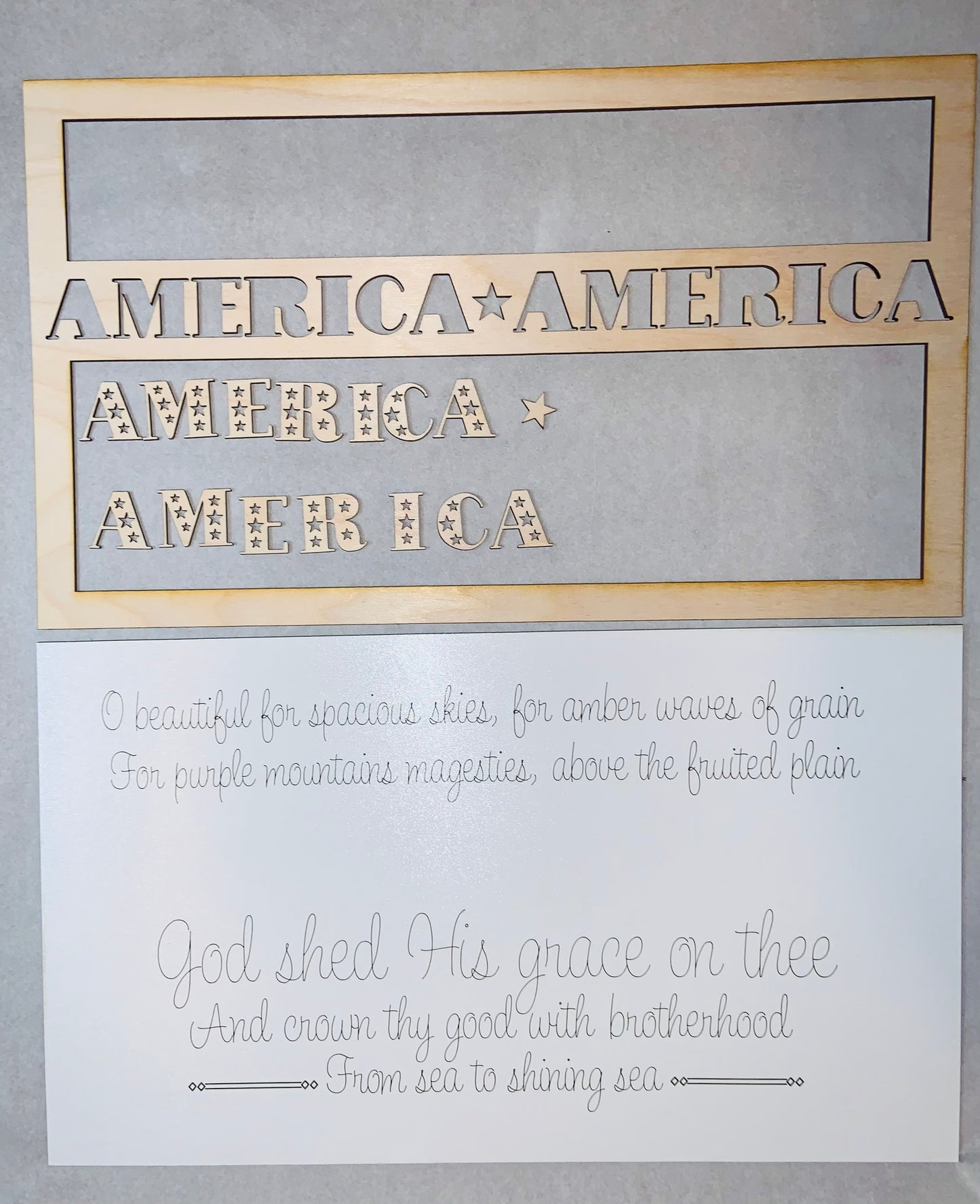 America the Beautiful Layered Sign SVG Laser File Glowforge Ready Two versions