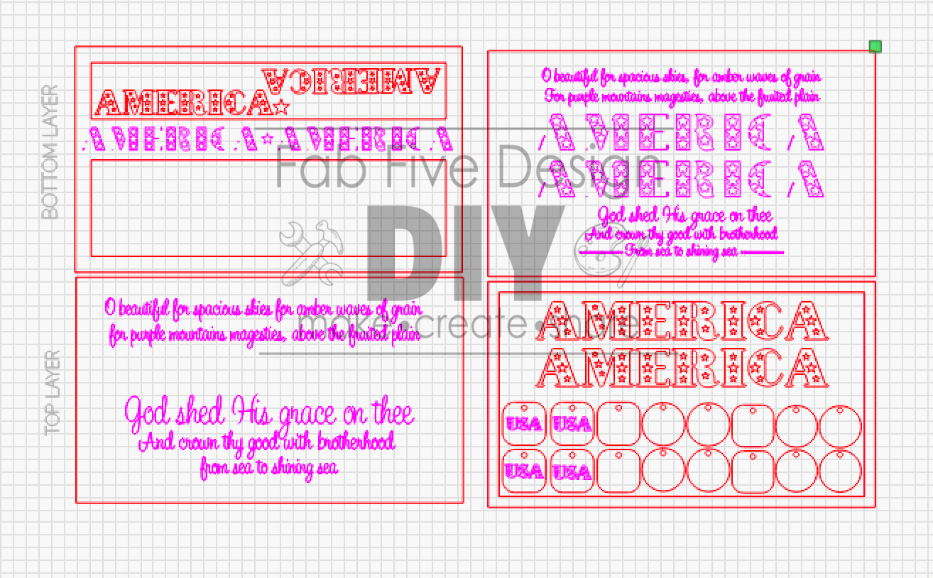 America the Beautiful Layered Sign SVG Laser File Glowforge Ready Two versions