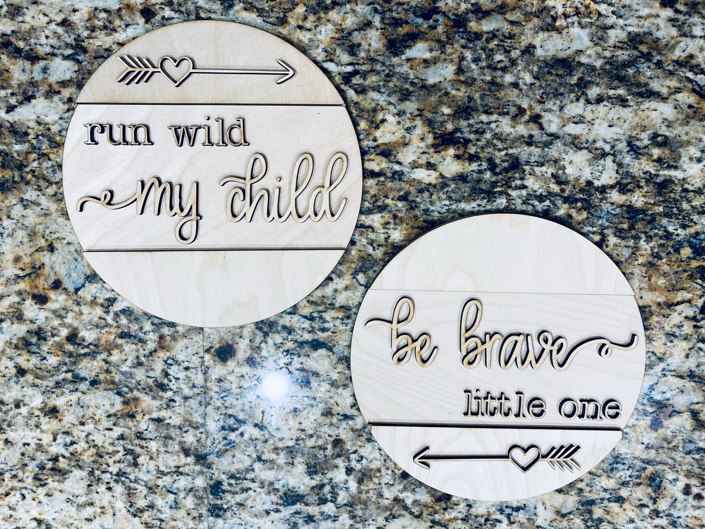 Set of 2 Rounds: Run WIld and Be Brave SVG File Laser Glowforge Ready