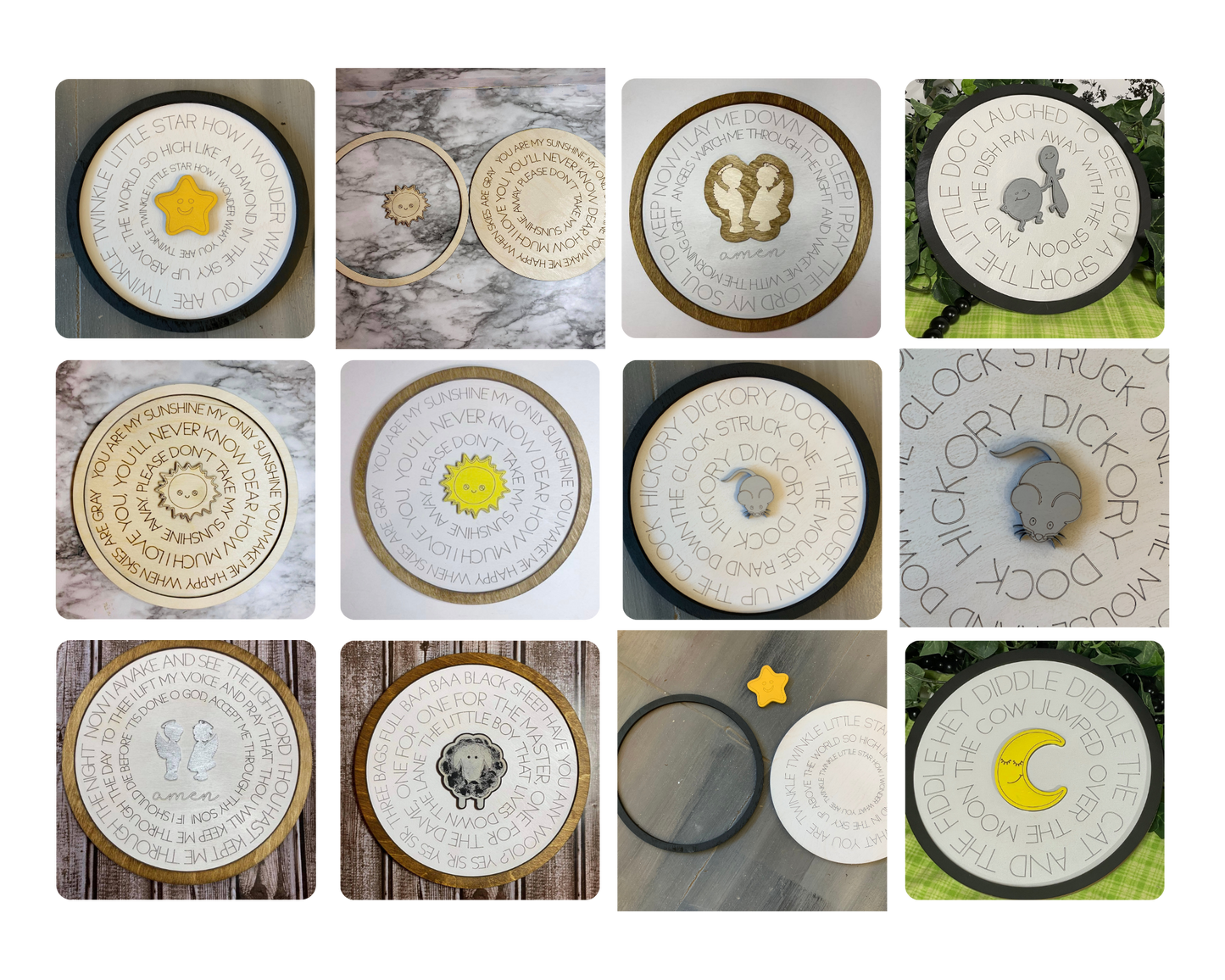 Nursery Rhyme Round BUNDLE of TEN SVG FILES Laser Ready Glowforge