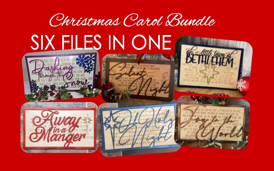 Set of 6 Christmas Carol Signs Glowforge Laser Ready Files SVG