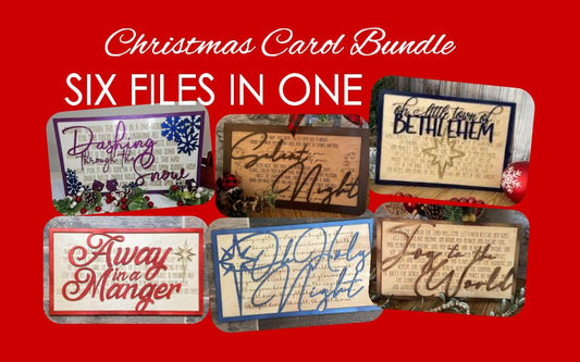 Set of 6 Christmas Carol Signs Glowforge Laser Ready Files SVG