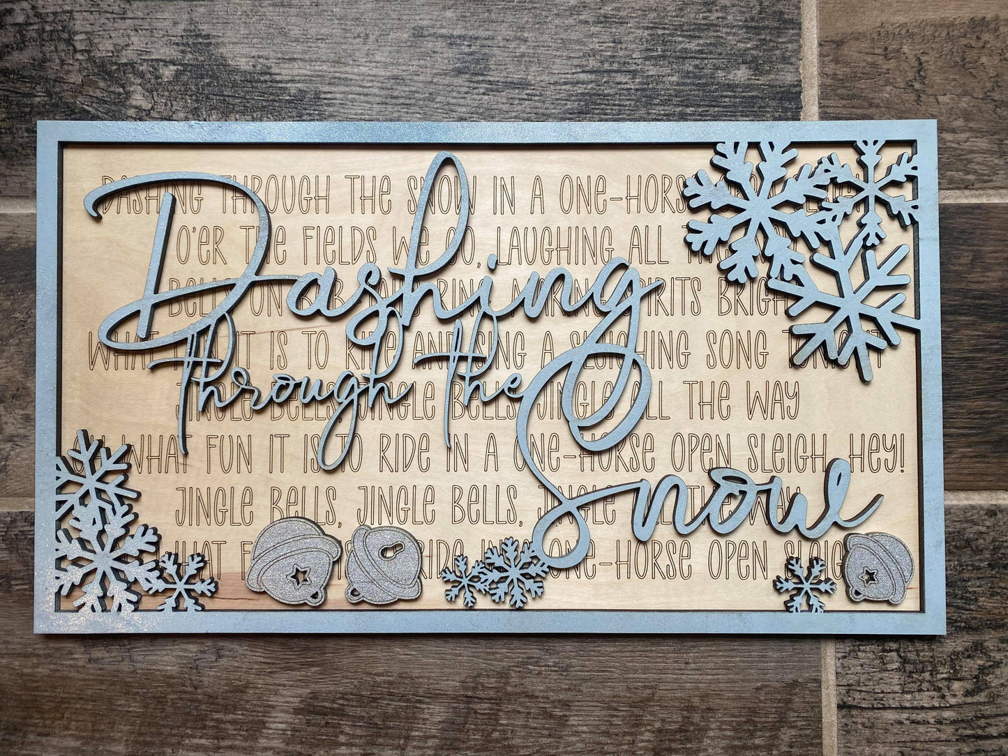 Layered Christmas Carol: Dashing Through the Snow Jingle Bells SVG File Laser Ready