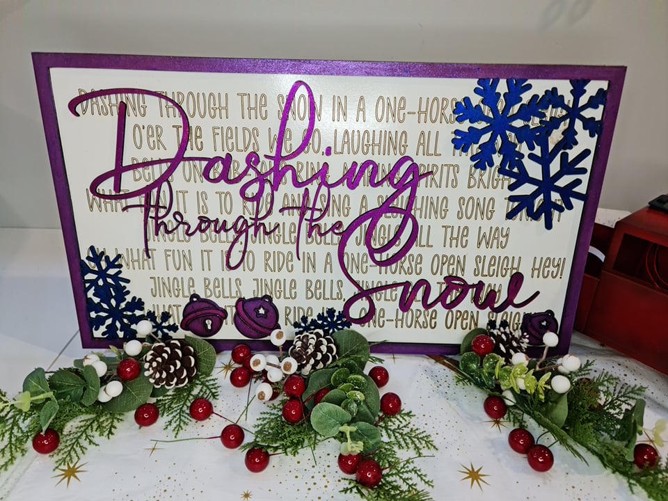 Layered Christmas Carol: Dashing Through the Snow Jingle Bells SVG File Laser Ready