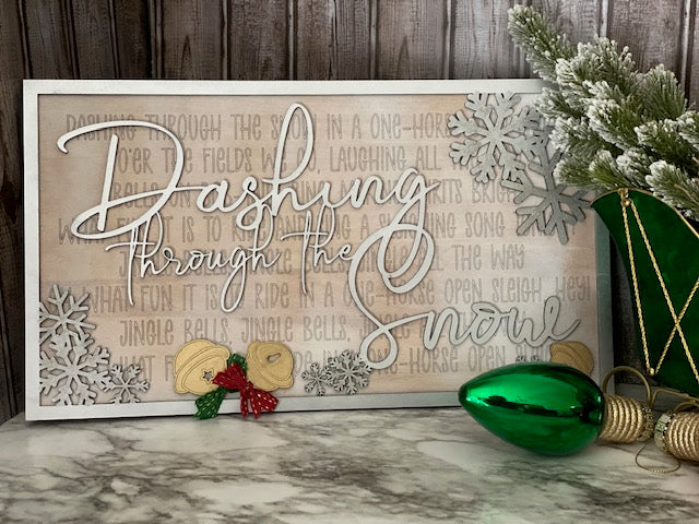 Layered Christmas Carol: Dashing Through the Snow Jingle Bells SVG File Laser Ready