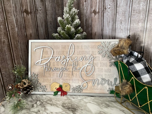 Layered Christmas Carol: Dashing Through the Snow Jingle Bells SVG File Laser Ready
