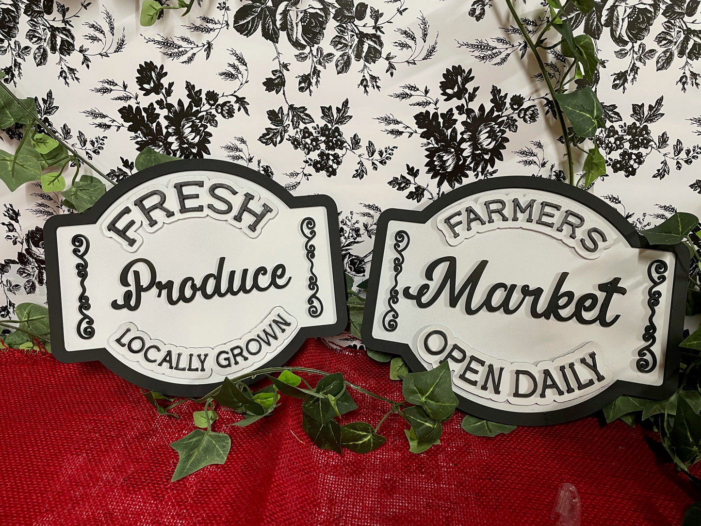 Farmers Market Fresh Produce SVG Layered Sign Glowforge Ready Laser File