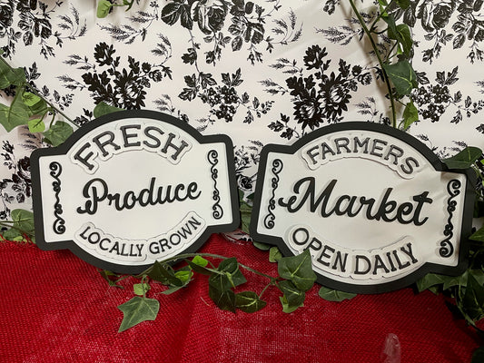 Farmers Market Fresh Produce SVG Layered Sign Glowforge Ready Laser File