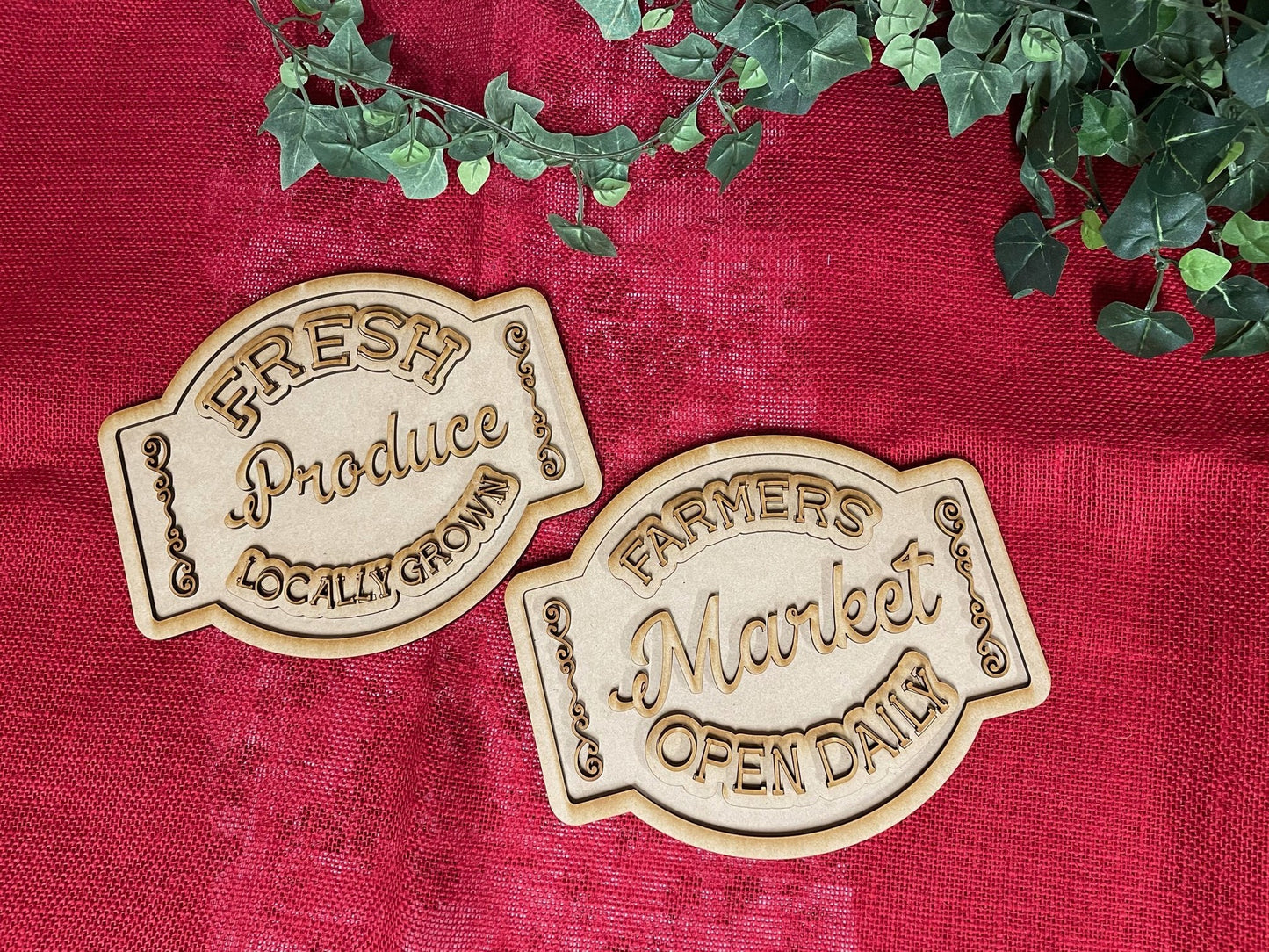 Farmers Market Fresh Produce SVG Layered Sign Glowforge Ready Laser File