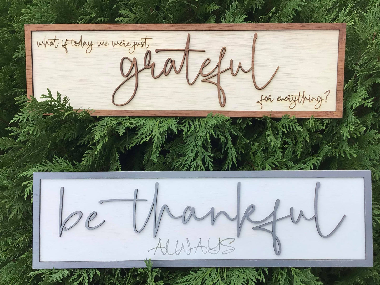 Layered Fall Thanksgiving Thankful Grateful DUO SVG Home Decor Shelf Sitter Sign