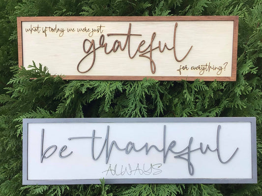 Layered Fall Thanksgiving Thankful Grateful DUO SVG Home Decor Shelf Sitter Sign