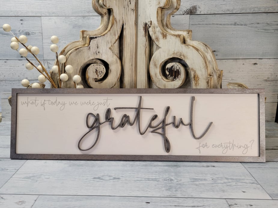Layered Fall Thanksgiving Thankful Grateful DUO SVG Home Decor Shelf Sitter Sign