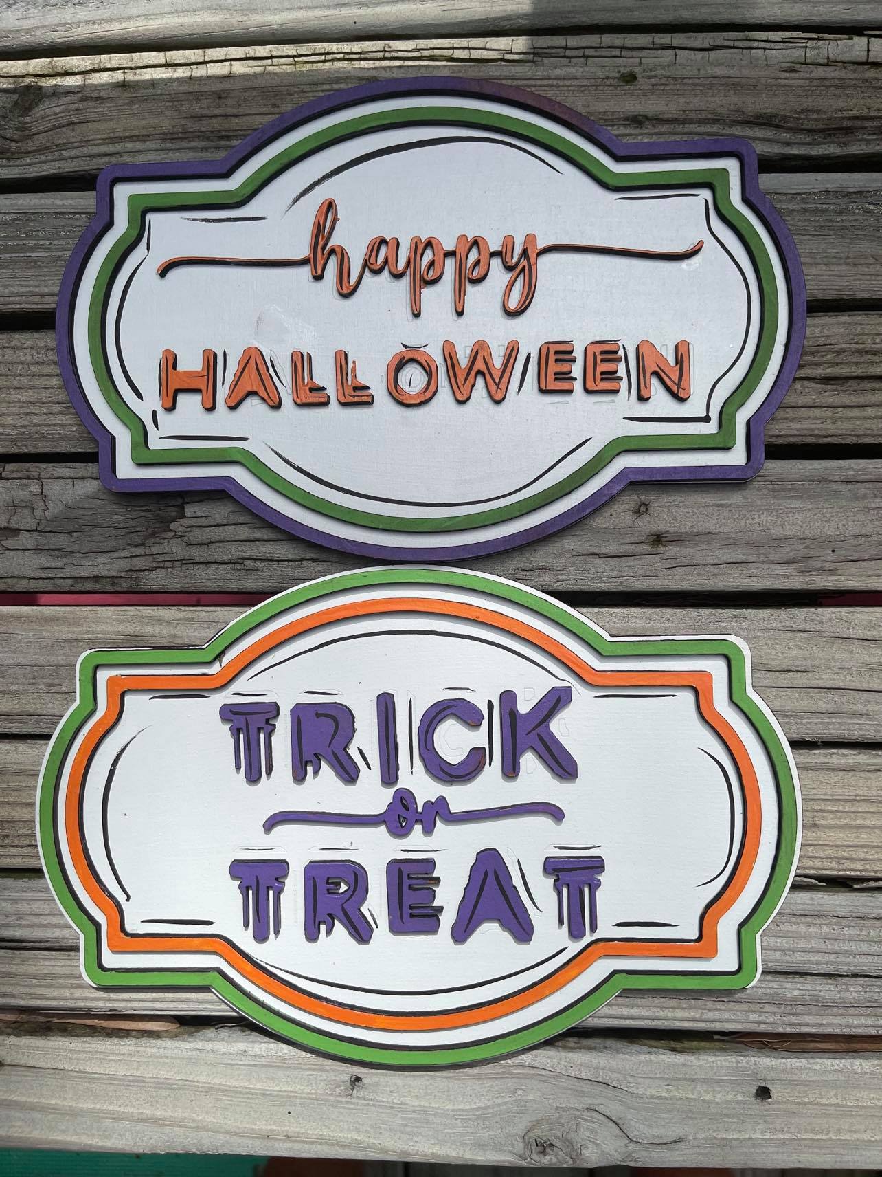 Halloween Duo Trick or Treat SVG File Laser Ready Double Framed Glowforge