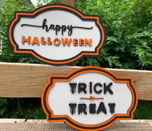 Halloween Duo Trick or Treat SVG File Laser Ready Double Framed Glowforge