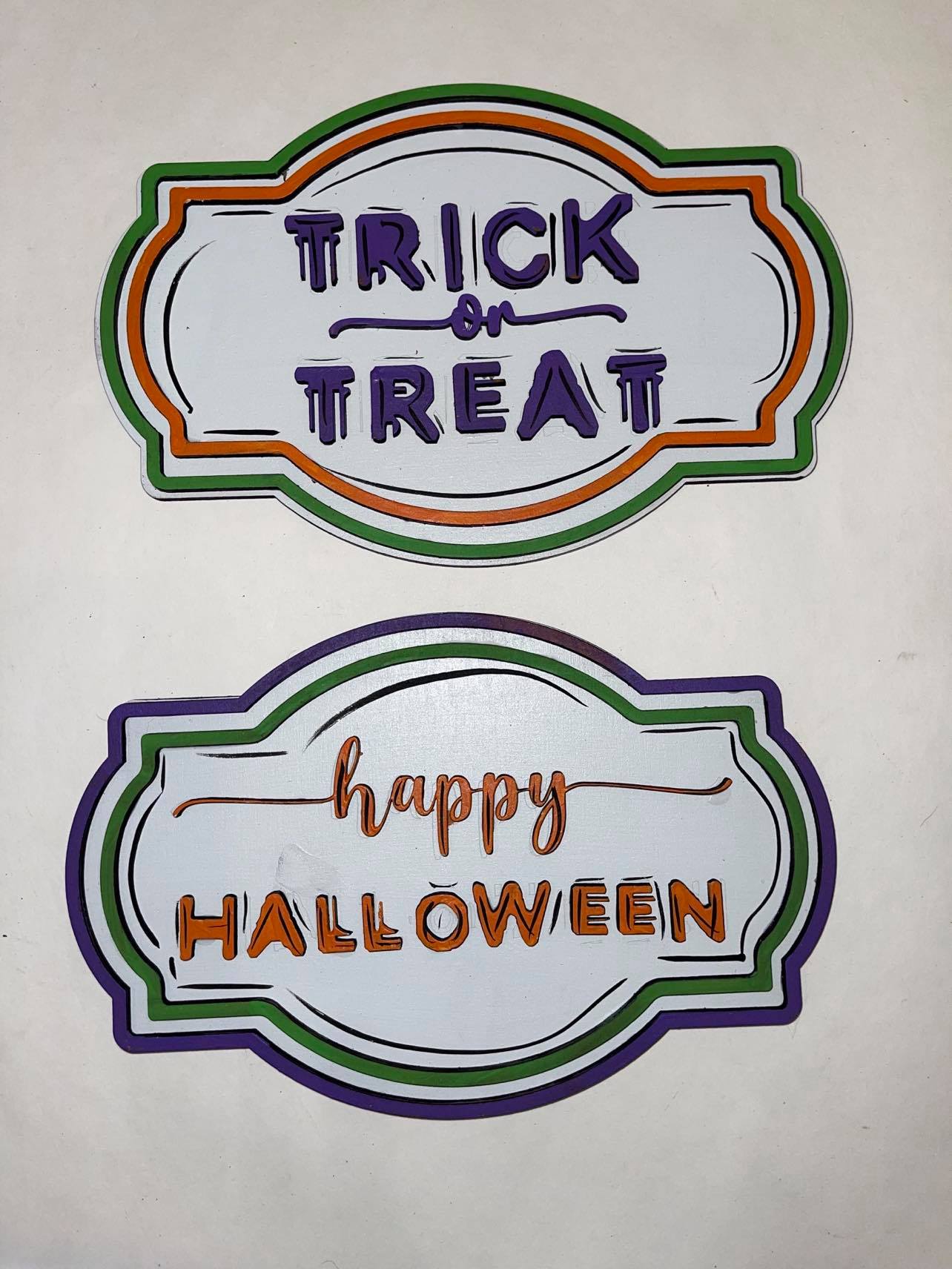 Halloween Duo Trick or Treat SVG File Laser Ready Double Framed Glowforge