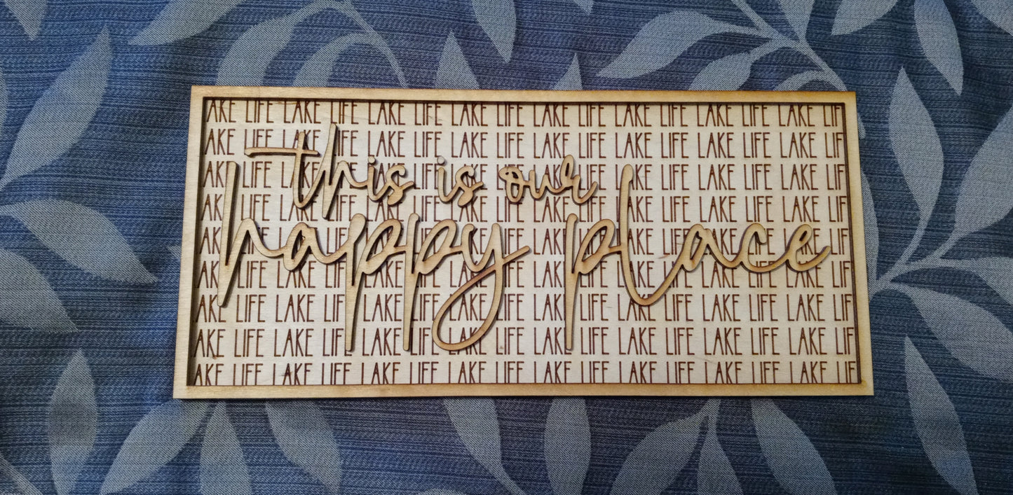 Happy Place Bundle of Cutout Words, w/ frame, SVG File FIVE files