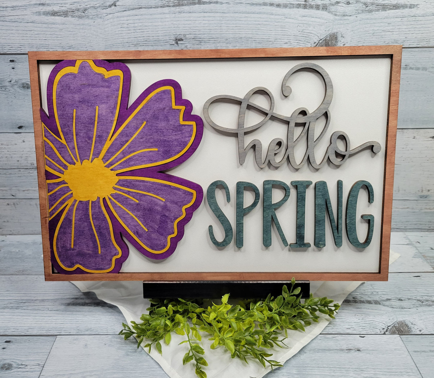 Hello Spring Floral Rectangle  SVG Laser Ready File