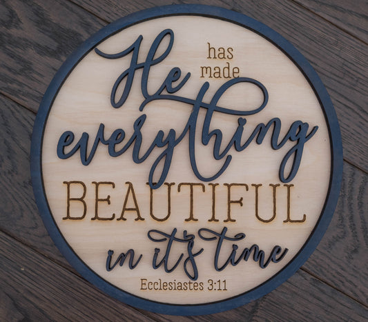 He Makes Everything Beautiful Round SVG Ecclesiastes 3:11 Laser Ready