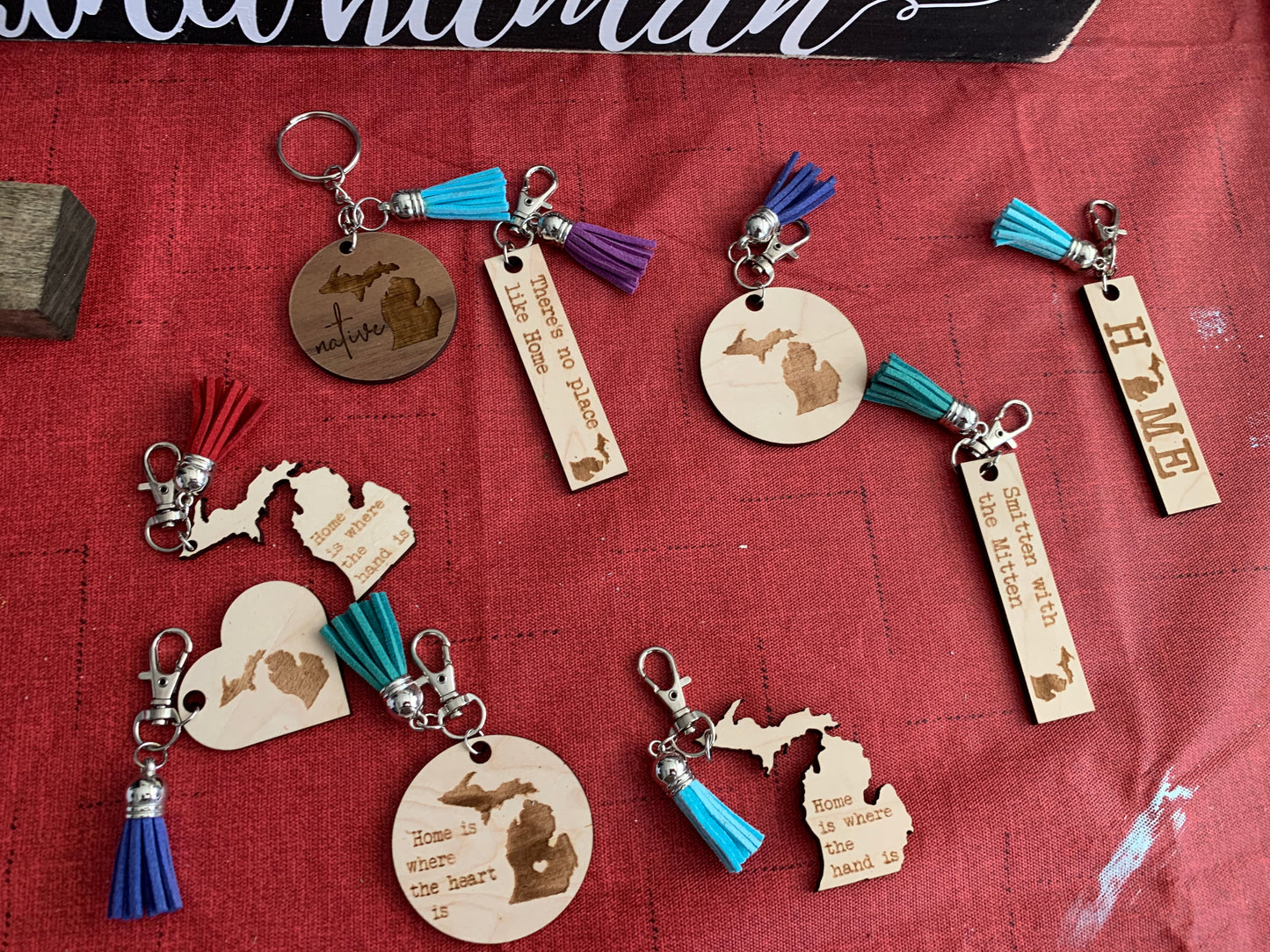 Wood Keychains with Tassle